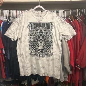 Affliction Framing Death T-Shirt - Men's T-Shirts in White Lt Grey Ice Wash